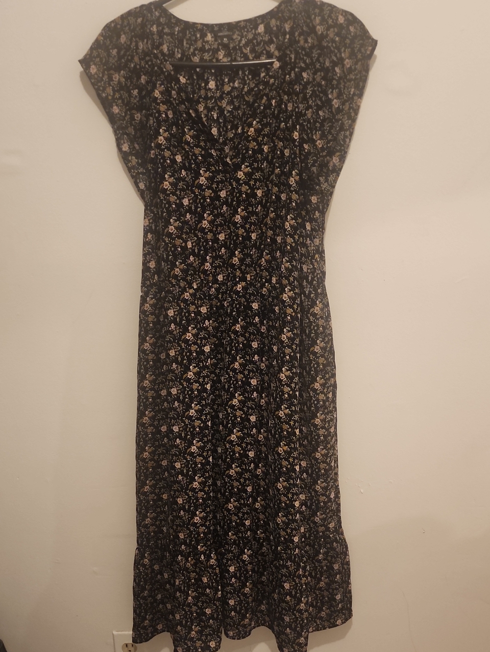 J. Crew Factory Black Floral Midi Dress